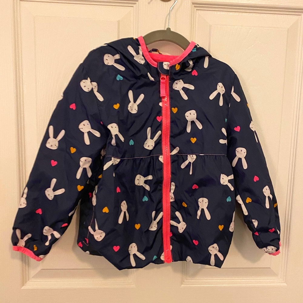 Navy bunny windbreaker with hood for toddler girl
